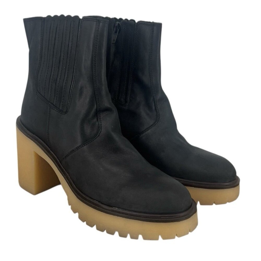 Free People James Chelsea Boot 39 Black Leather Chunky Bootie Women's 8.5